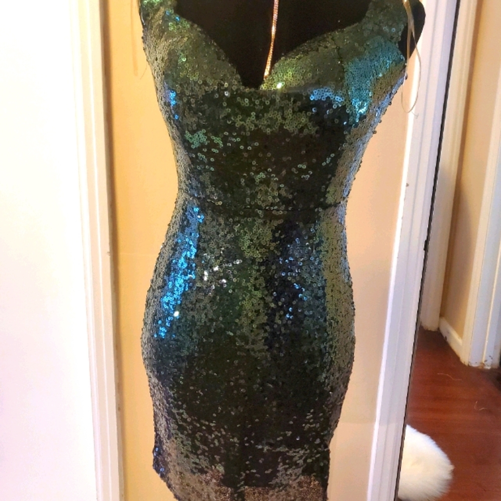 Emerald Green Sequin Dress
